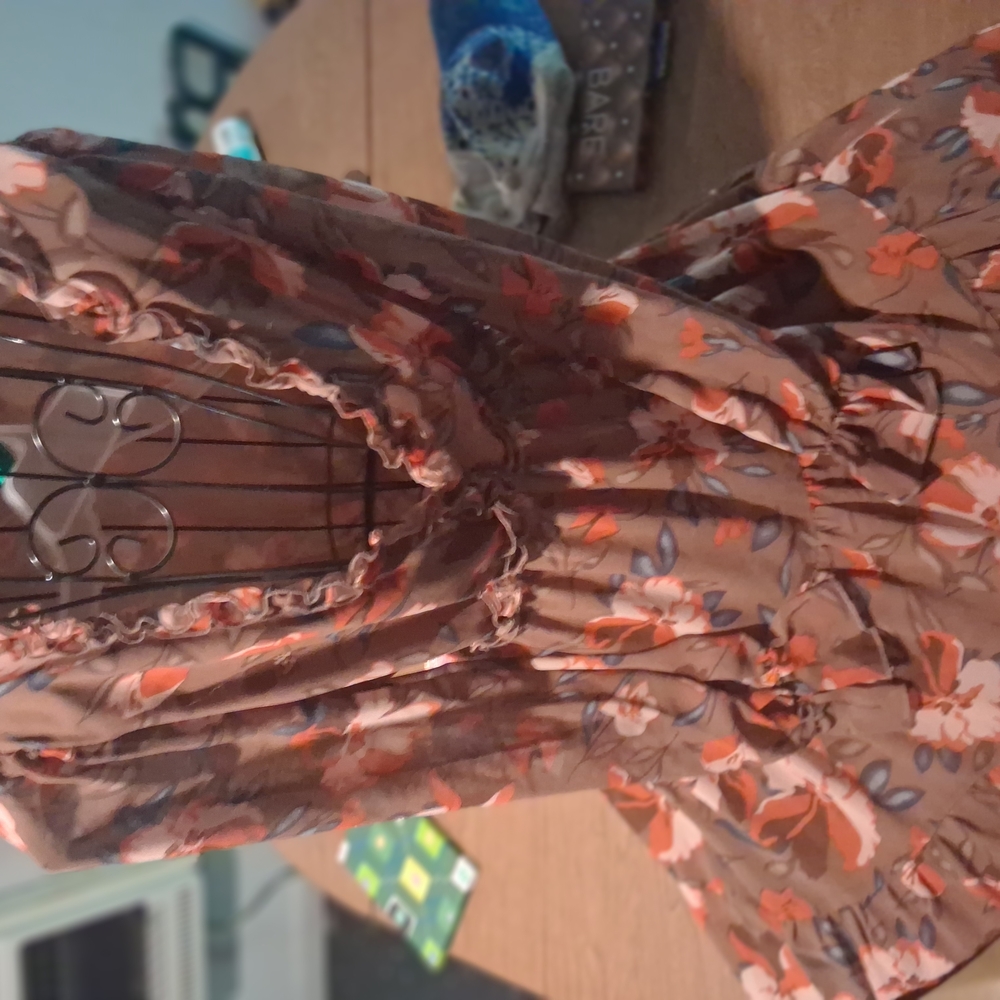 Floral  Dress - Brown and Orange